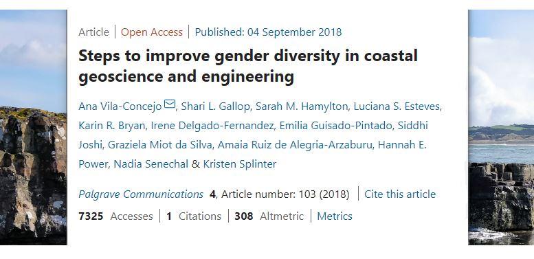 Today for  #DiversityDay we wanted to share a study by  @WomeninCoastal published in 2018 by  @HSScomms The group looked at the current state of gender diversity in coastal geoscience & engineering (CGE), & produced 7 steps towards achieving gender equity #EDIinGeo  #EDIG(1/3)