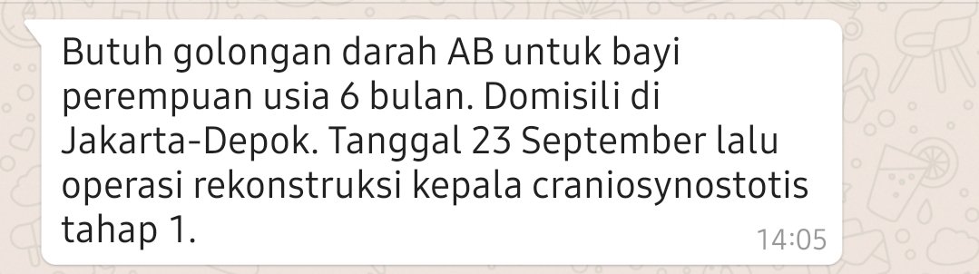 GAES, TEMANKU BUTUH DARAH GOLONGAN AB UNTUK BAYI PEREMPUAN BERUSIA 6 BULAN. LOKASI DEPOK-JAKARTA