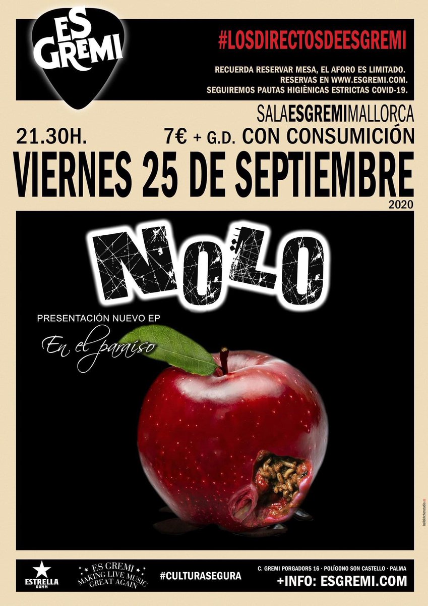 Youthing_es's tweet photo. Rock urbano esta noche con @NoLoRockBand presentando su nuevo EP ‘En el paraiso’ en @esgremi 

Reserva tu entrada en https://t.co/4m4E4FTPK9 https://t.co/2CmWe79ICC