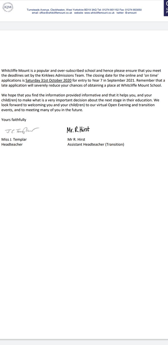 Information for our year 5 &amp; 6 children <a href="/WMount/">Whitcliffe Mount</a>