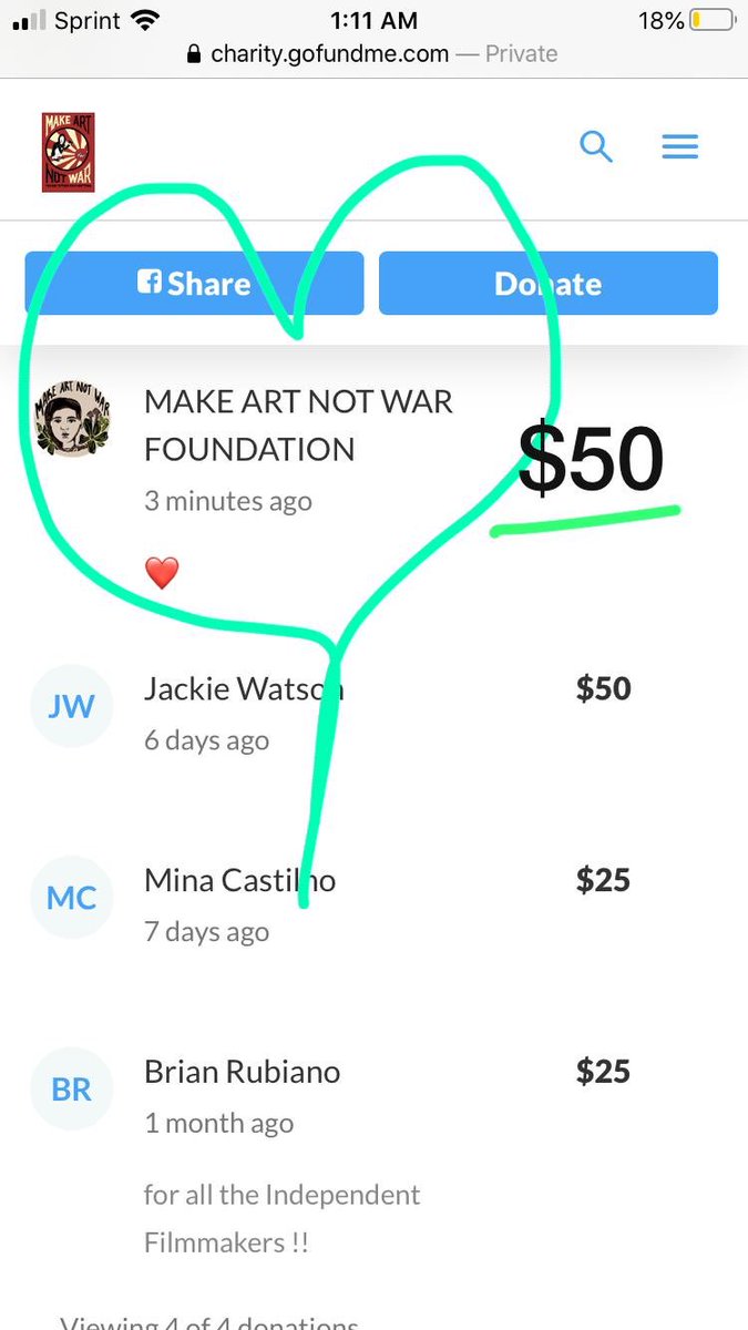 Make Art Not War Teaser Future Film Festival (@manwtfff2020) on Twitter photo Voting for AUDIENCE CHOICE AWARD has closed! We will be announcing the winners tomorrow! Hurry to donate to the <a href="/gofundme/">GoFundMe</a> so we can award the winner! Shout out for <a href="/MakeArtNotWarF/">Make Art Not War Foundation</a> for donating $50 more!!!!! Who can do more? #MakeArtNotWar #Charity charity.gofundme.com/o/en/campaign/… Voting for AUDIENCE CHOICE AWARD has closed! We will be announcing the winners tomorrow! Hurry to donate to the <a href="/gofundme/">GoFundMe</a> so we can award the winner! Shout out for <a href="/MakeArtNotWarF/">Make Art Not War Foundation</a> for donating $50 more!!!!! Who can do more? #MakeArtNotWar #Charity charity.gofundme.com/o/en/campaign/…
