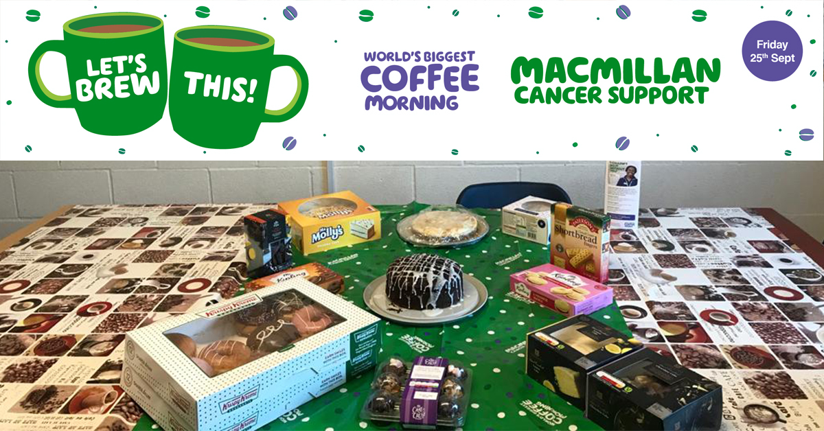 A bit different this year but we are still doing a socially distanced <a href="/macmillancancer/">Macmillan Cancer Support</a> #macmillancoffeemorning. 

Everything will be cut &amp; plated with a chat from a distance! 
(I've got my eye on a donut)

#Macmillan #Charity #Ukbusiness #ppe