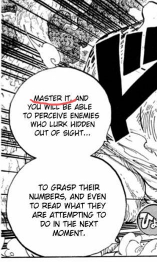 De la maitrise de la "base" découle PLUSIEURS UTILISATION!-Repérer la position de plusieur personnes et leur nombre- Savoir ce qu'ils vont faire l'instant d'après! À ceci, je vais ajouter une autre utilisation qui a été développé dans le manga-Sentir les sentiments/le danger