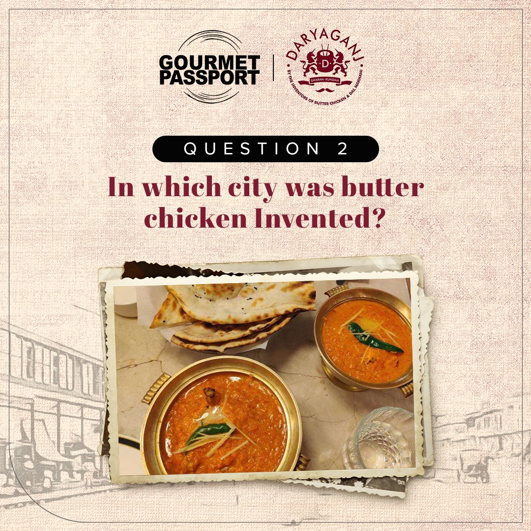 #contestalert #Win an exclusive meal for 2 for 1947 rupees every week at the famous Daryaganj - by the Inventors of Butter Chicken and Dal Makhani
To Win:
1. Share the answers in comments. 
2. Follow @gourmetpssprt
3. Tag 3 friends
Contest for Delhi users only!
#Contest #QuizTime