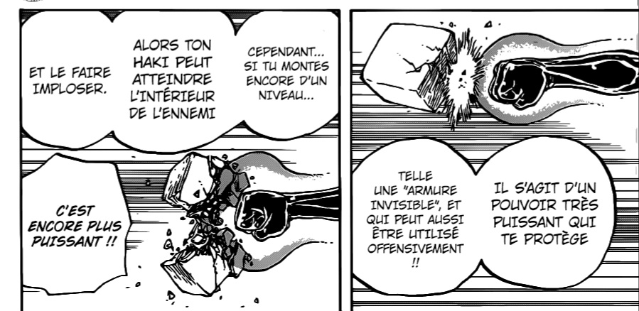 Et pour une utilisation AVANCÉ il s'agis onc de touché l'INTERIEUR sans même toucher son adversaire! Le manga est très clair là deçu!!! Et les seules qu'on a vue utilisé ça c'est Luffy et Rayleigh. Mais bien entendu ça ne veut pas dire que les Yonko ou les Amiraux ne l'on pas!!