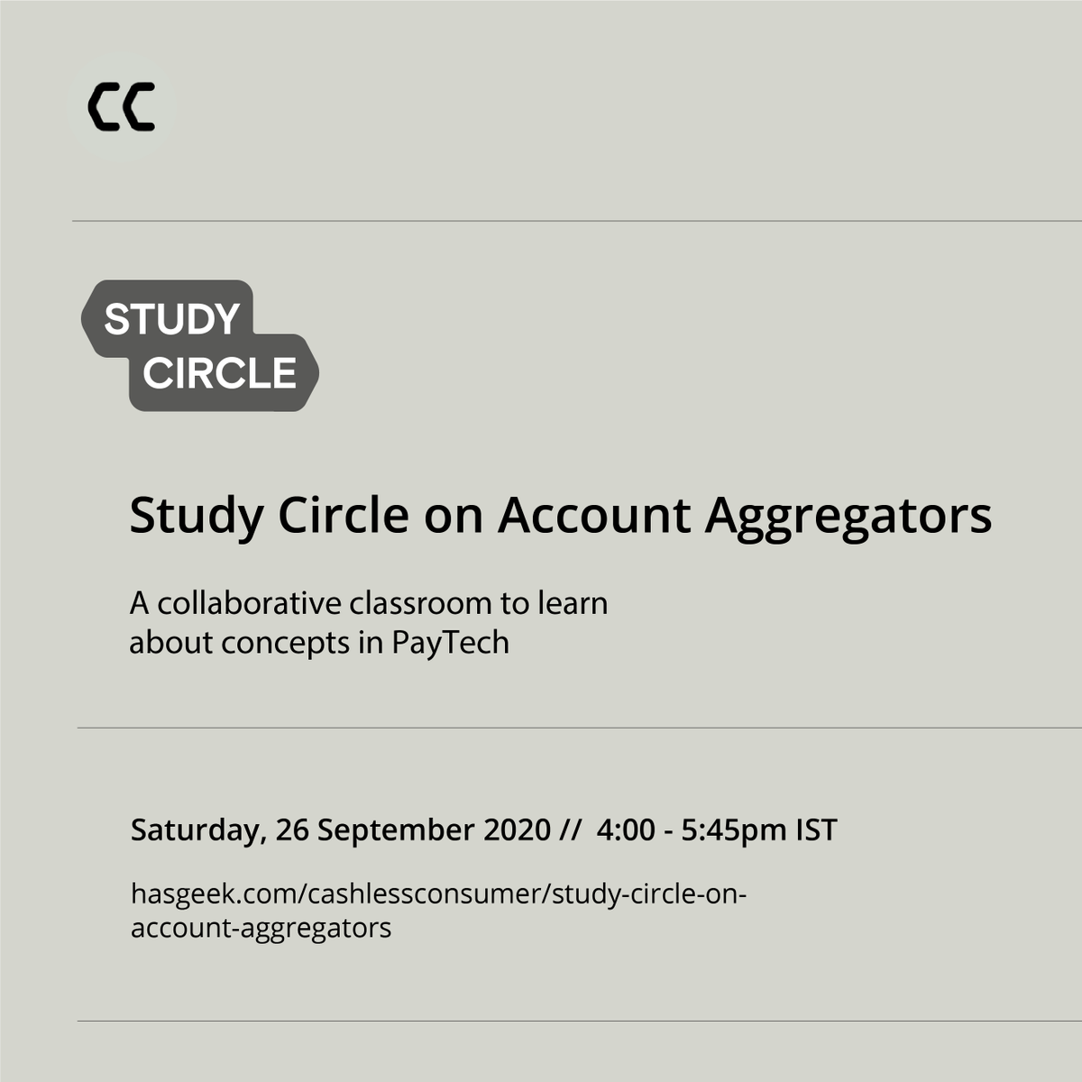 ICYMI, tomorrow, Vinay S. and Rohit Kilam will speak about the technical merits and demerits of the Account Aggregator framework, and how this applies to #fintech hasgeek.com/cashlessconsum…
