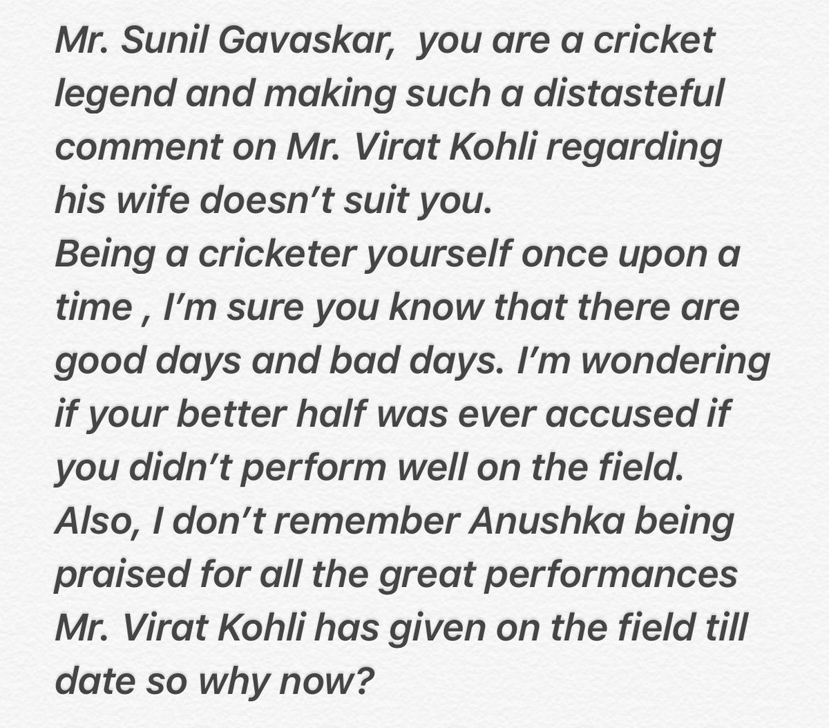 It’s high time , don’t you think? 
#SunilGavaskar #AnushkaSharma #ViratKohli #IPL2020