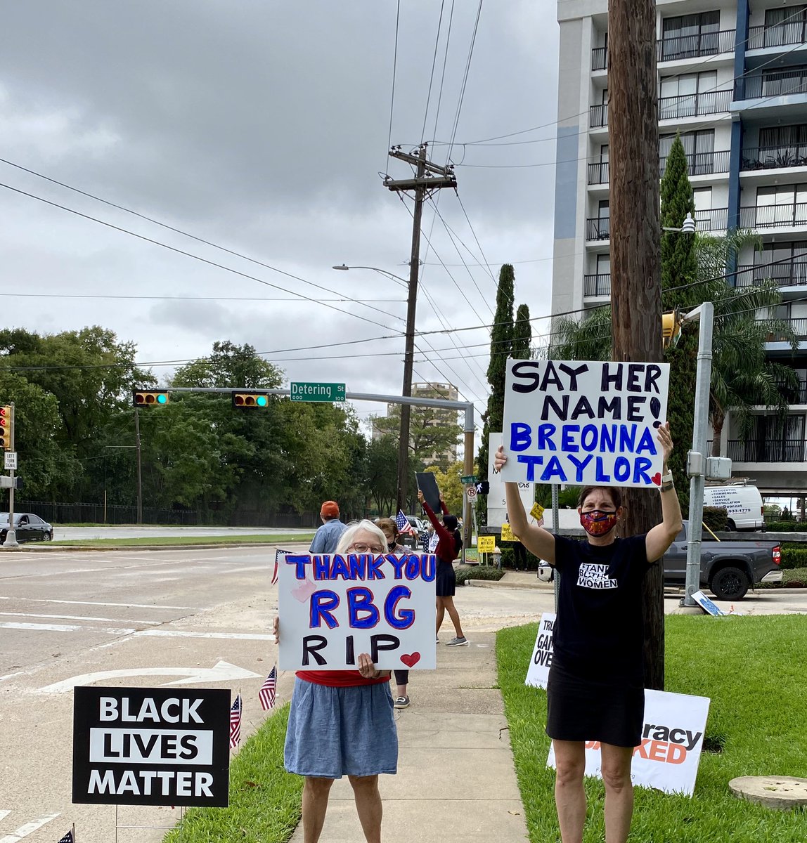 ciaobird's tweet photo. Proud to stand with these patriots today. #TuesdaysAtCornyns Protest Join us Tuesdays, 11:30-1 @ 5300 Memorial Dr #Houston #VisibleIndivisible #StandOnEveryCorner #SilenceIsNotAnOption #BreonnaTaylor #SayHerName #WhyIMarch #Vote #Vote2020
#RGB #RGBRevolution #BlackLivesMatter https://t.co/mpHJMIRWz5