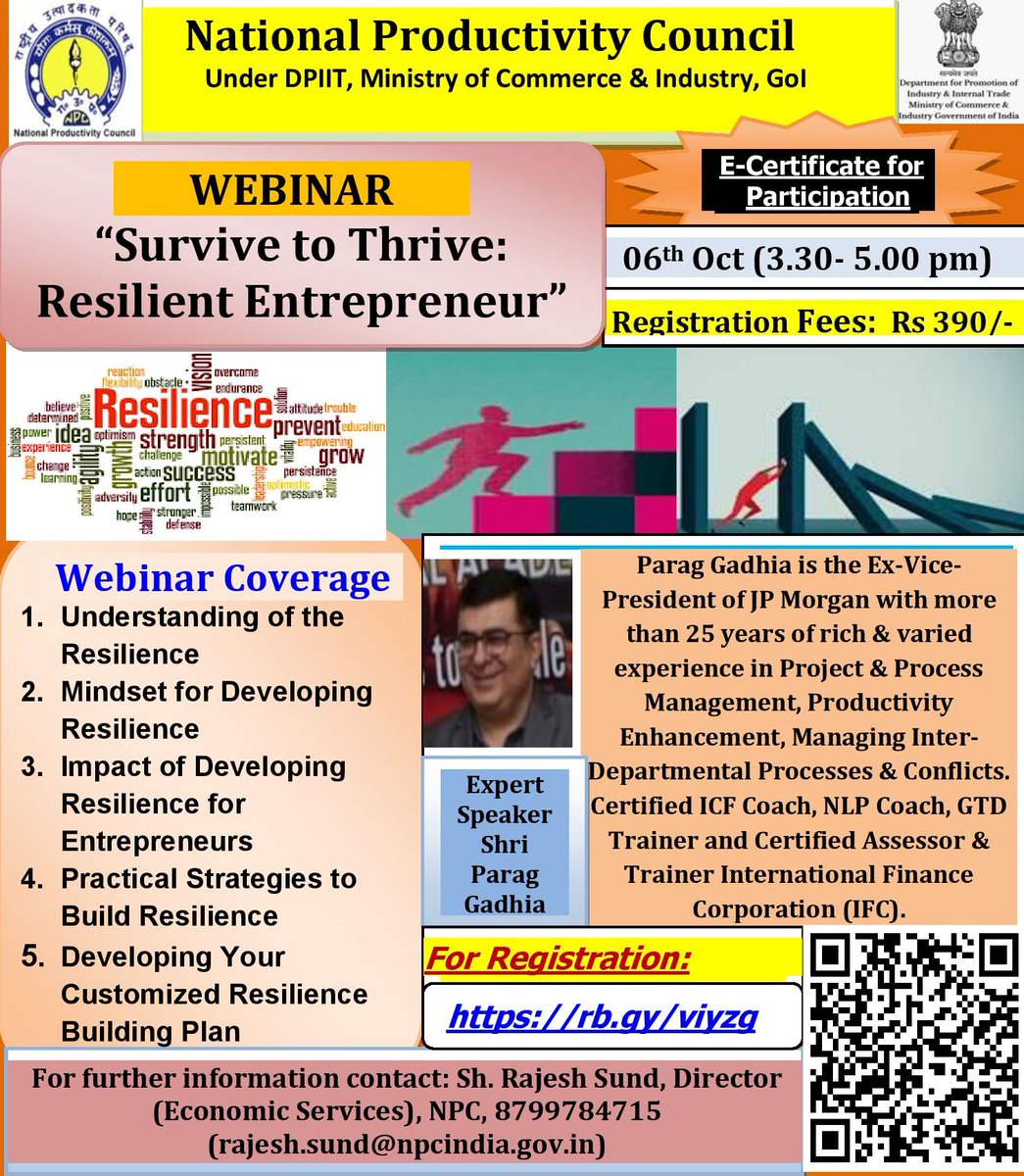 #Beat the #Odds and Pave the Path 

#NPC #eCertificate #Webinar 

Register rb.gy/viyzgm

@NPC_INDIA_GOV
@CimGOI
@DIPPGOI
@DoPTGoI
@PTI_News
@BHEL_India
@Gov_of_india
@HeroMotoCorp
@Hindalco_World
@HPCL
@ntpclimited
@OilIndiaLimited
@ONGC_
@BharatBenz1
@HyundaiIndia