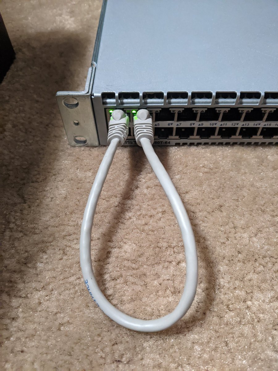 This is where things get dumb. We plug an Ethernet cable into Et1 and Et3. On a dumb switch, this would be bad, and cause a broadcast storm. On a smart switch... spanning tree is involved, so it's still bad.
