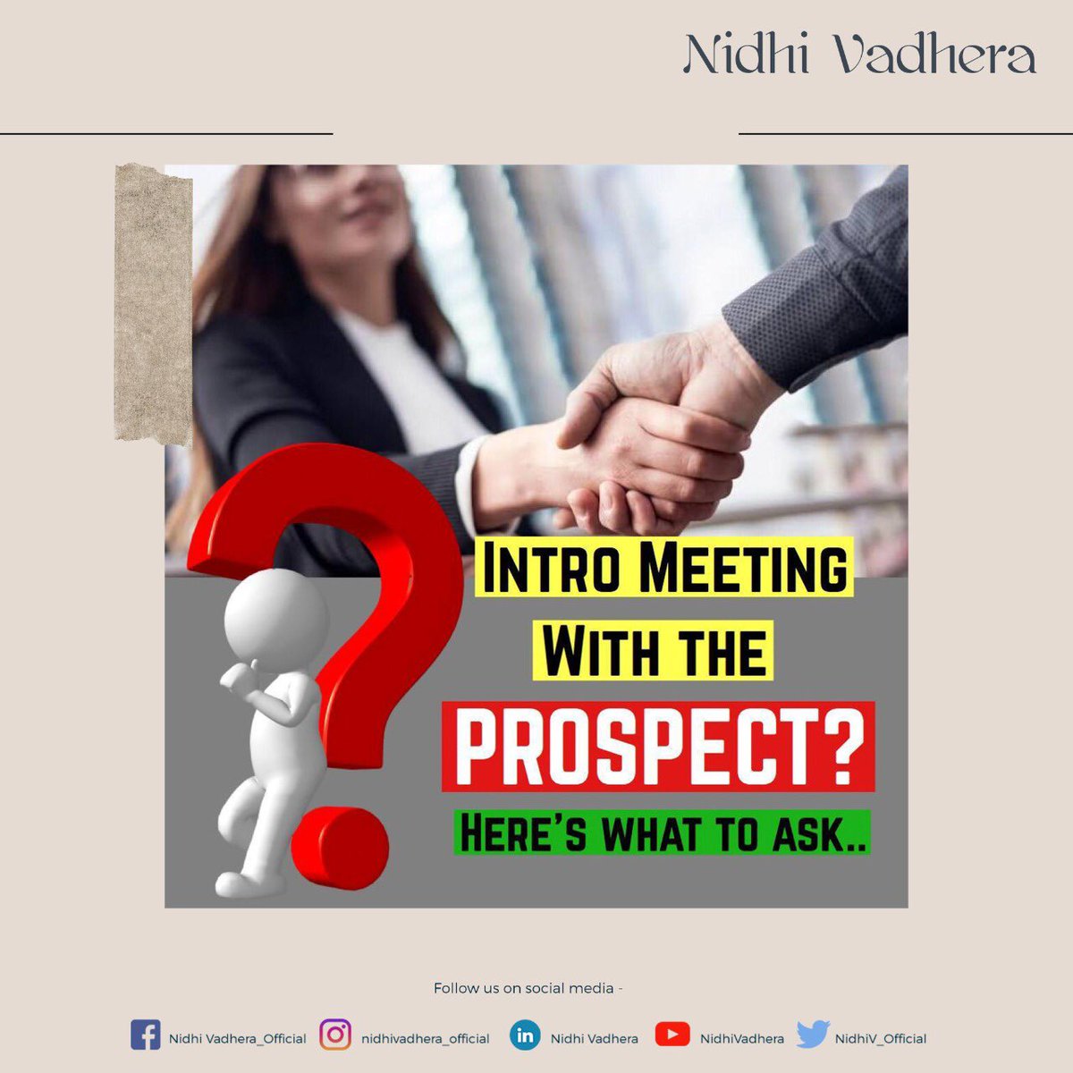 NidhiV_Official's tweet photo. Intro meeting with the prospect sets foundation for future business. Here's what to ask before making a full presentation
https://t.co/laMsv289eO
#nidhivadhera #author #romancingtargets #sales https://t.co/Wp9mSkrp2u