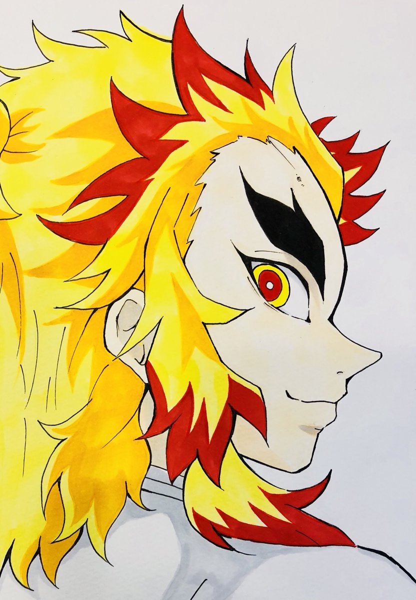 Twitter पर 宮真 36乗車 この間途中だった煉獄さんの絵にやっと色塗りでけた 相変わらず色塗りが上達しないけど 鬼滅の刃 鬼滅の刃絵描きさんと繋がりたい 鬼滅の刃好きな人と繋がりたい 煉獄杏寿郎 アナログイラスト アナログ絵