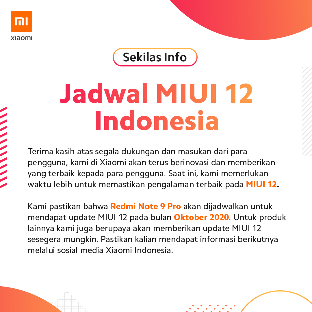 Xiaomi Indonesia Mifan On Twitter Saat Ini Kami Tengah Memastikan Miui 12 Akan Memberikanmu Pengalaman Terbaik Dalam Menggunakannya Untuk Pengguna Redmi Note 9 Pro Update Miui 12 Akan Tersedia Bulan Oktober 2020
