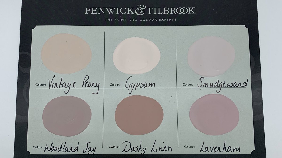 P I N K // some fabulous options painted out onto this bespoke colour card ordered earlier this week. #fenwickandtilbrook #pinkpaint #pinkdecor #pinkwall #paintitpink #luxurypaint #smallbusiness #norfolkbrand #familybusiness #colourscheme #paintscheme #interiordecorating