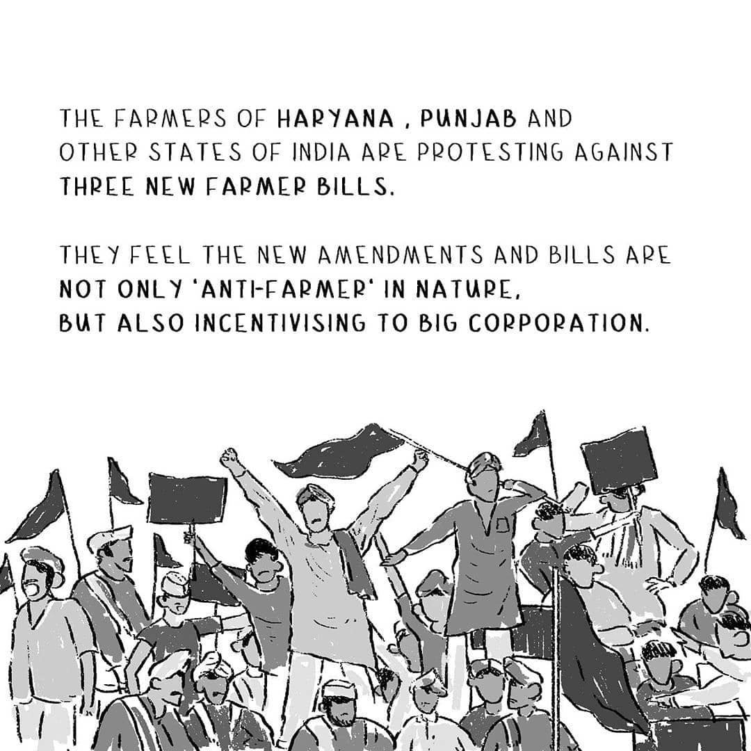 By this bill, the power of the government to regulate food commodity supply, storage, stock limits is removed. Farmers are already exploited by middlemen - instead of strengthening existing roofs this bill is removing them altogether.  #ScrapAntiFarmerActs #FightClimateInjustice