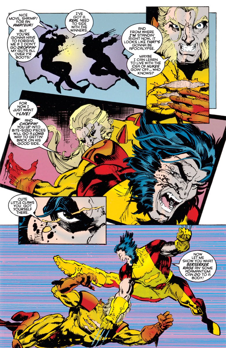 We get a Sabertooth who takes the place of Wolverine becoming a mentor to a character who I will focus on in a bit. Like I said most of these new versions actually have fans and they come back every now and then.