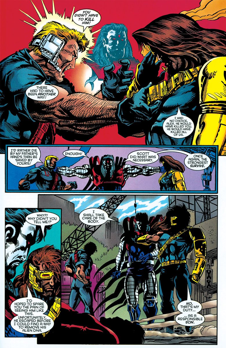 Cyclops becomes an anti hero while his brother Alex become and Udder bastard but one Ally managed to stick from this group.