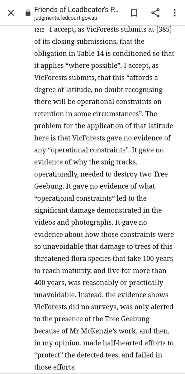 In the Leadbeaters Possum v VicForests case, Justice Mortimer noted how this loose phrase leads to loose behaviour by logging contractors.The excerpt from her findings below (in relation to a coupe named 'Skerry's Reach') is worth a read, in part because it is so well written.