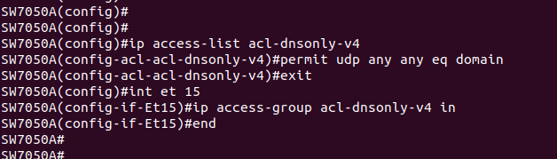 Finally, to be absolutely sure we're only pulling DNS traffic here, we can apply an IP ACL on the output of the whirlpool tap to only allow UDP DNS traffic. We could have also applied this inside the "Ethernet Frame Particle Accelerator [TM]" I guess if we were really worried.