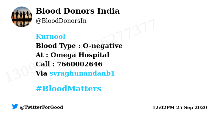 BloodDonorsIn's tweet photo. #Kurnool
Need #Blood Type :  O-negative
At : Omega Hospital
Blood Component : Blood
Number of Units : 3
Primary Number : 7660002646
Via: @svraghunandanb1
#BloodMatters
Powered by Twitter https://t.co/cm7AMlnUfw