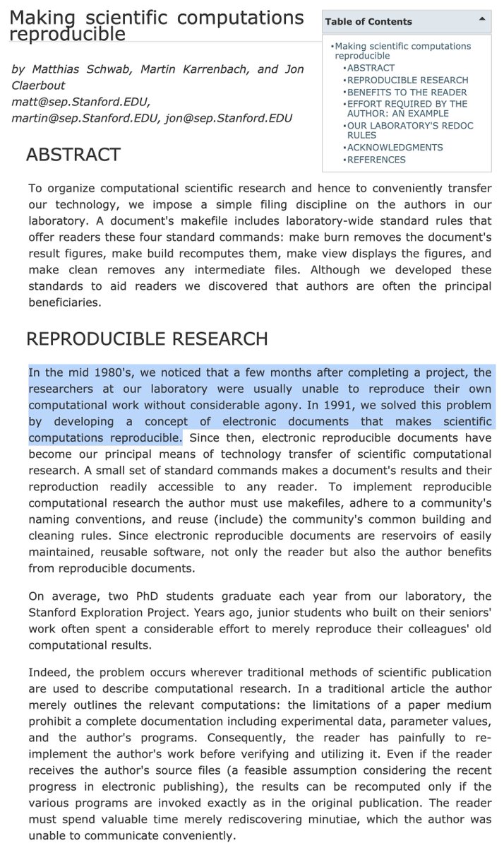 Reproducible research is also a critical piece of the puzzle. New grad students can be onboarded by just recursively descending into function calls till they hit original citations. Jon Claerbout deserves some kind of prize for founding the discipline. https://library.seg.org/doi/epdfplus/10.1190/1.1822162