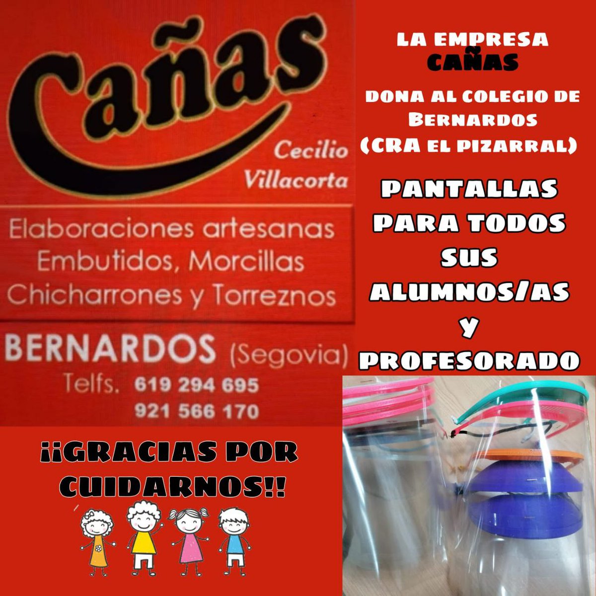 APADEVICA's tweet photo. Desde la empresa privada, realizando esfuerzos en apoyar a los niñ@s del @CRApizarral, en #Bernardos, poniendo su granito de arena en combatir la enfermedad #COVID19.Para tomar nota @aytobernardos y @PSOEdeSegovia, lo público se cuida y protege desde las administraciones públicas https://t.co/giBe1cNFs6