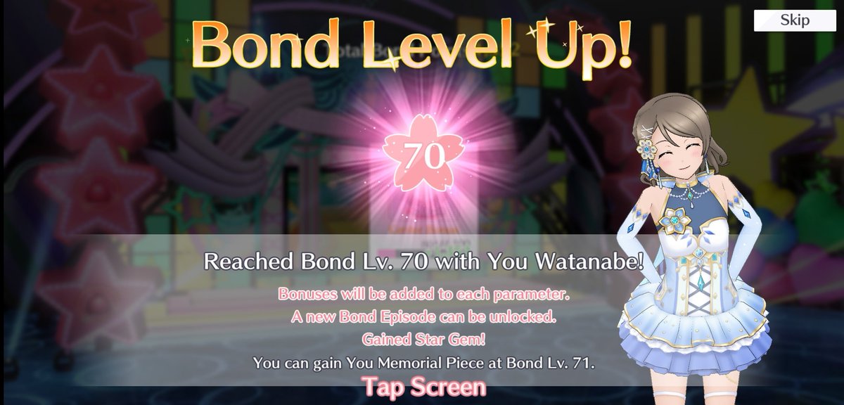 reached bond lvl 70 with you-chan! 