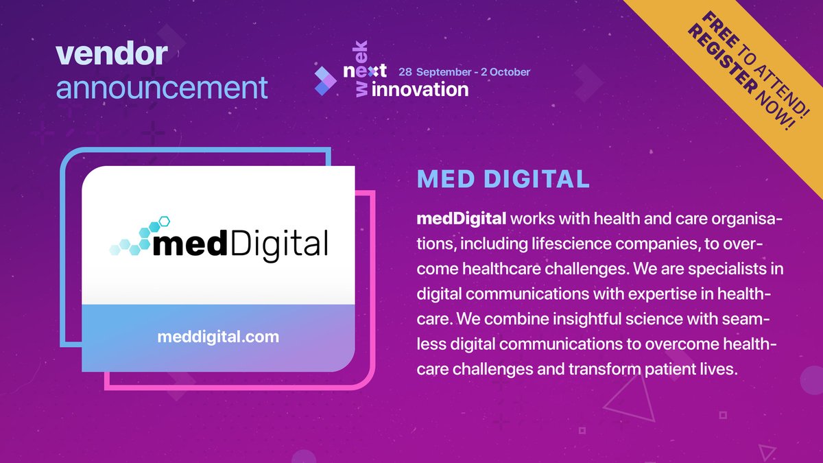 Next Pharma Summit Next Innovation Week Meddigital Joins Next Innovation Week Register For Free To The Sharpest Pharma Virtual Event This Year Here T Co Nymsixpxcz Worldpharmacistsday Vendors Nextinnovationweek Digital