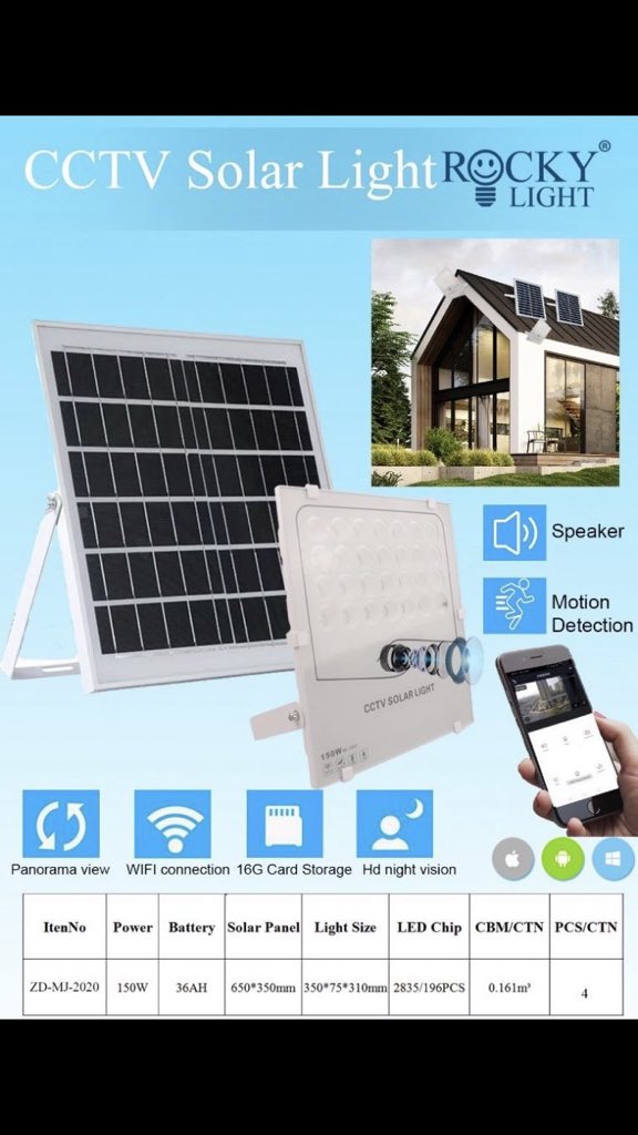 Solar powered flood lights with built in cctv for ksh.24000. Installation fee is ksh.2500 within Nairobi and outside Nairobi include transportation & installation fee.
