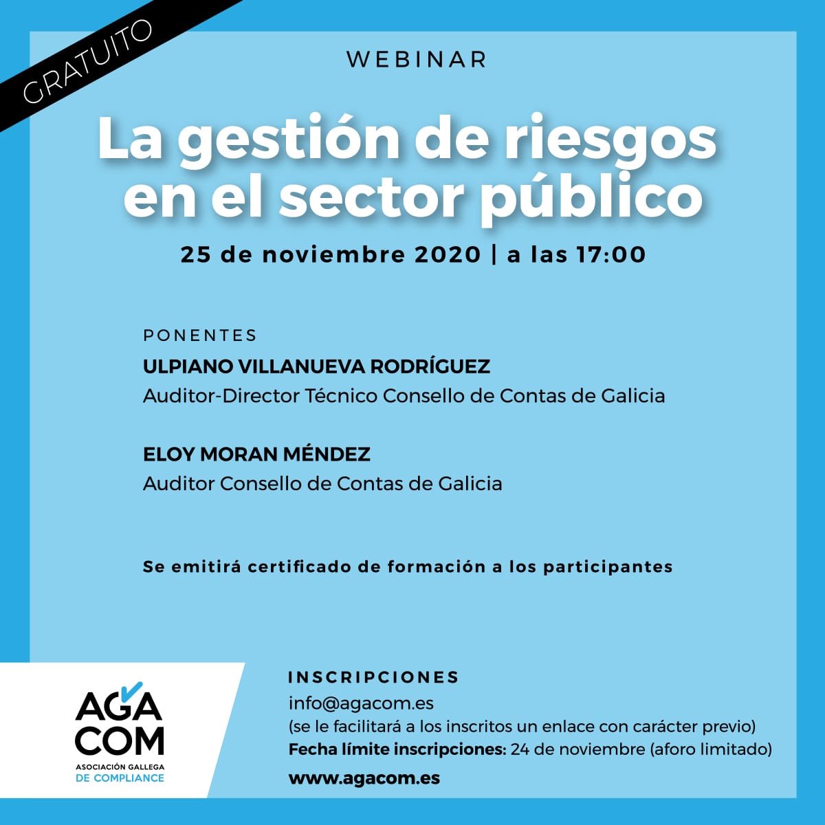 Lanzado ya el próximo webinar, sobre la gestión de riesgos del sector público, para el 25 de noviembre