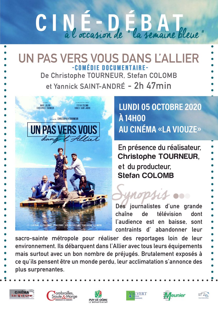 unpasversvous's tweet photo. La tournée en #Auvergne du film Un Pas Vers Vous dans l’Allier commence sa route au cinéma #LaViouze ! Les réalisateurs du film auront un plaisir de vous retrouver après la séance pour partager un moment d’échange...
#auvergne #cinema #lesancizes #UPVVA #echange #rencontre https://t.co/arohxdQaeG