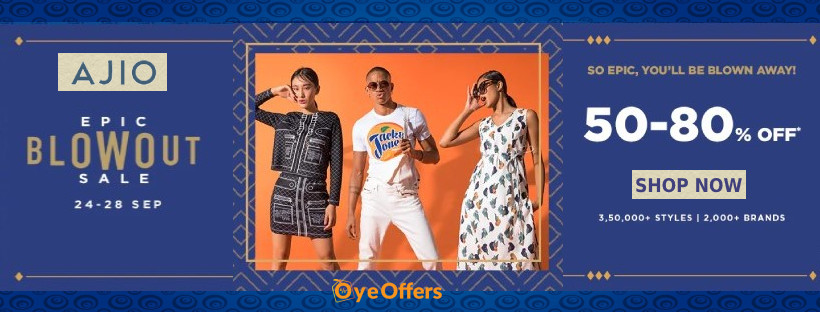 OyeOffers's tweet photo. Time for a Wardrobe Makeover with 50-80% OFF at the #Ajio Epic Blowout Sale!

SHOP NOW: https://t.co/nABAH9n0aH

#ajiolove #shoppingtime #FridayFeeling #fashionstyle https://t.co/pfsgdiDp6K