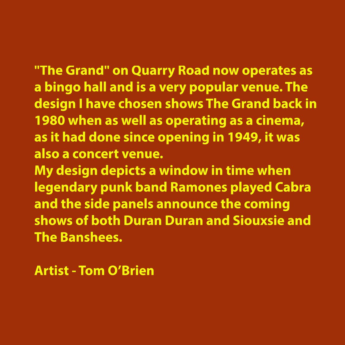 DublinCanvas's tweet photo. Awesome new artwork ‘The Grand’ by @TomOBrienRUN Piece located at Quarry Road, Cabra Dublin 7 (closest available traffic signal box to The Grand) @DubCityCouncil @TownTidy @ramonesmuseum #dubincanvas #Ramones https://t.co/EWtjfHaEFl
