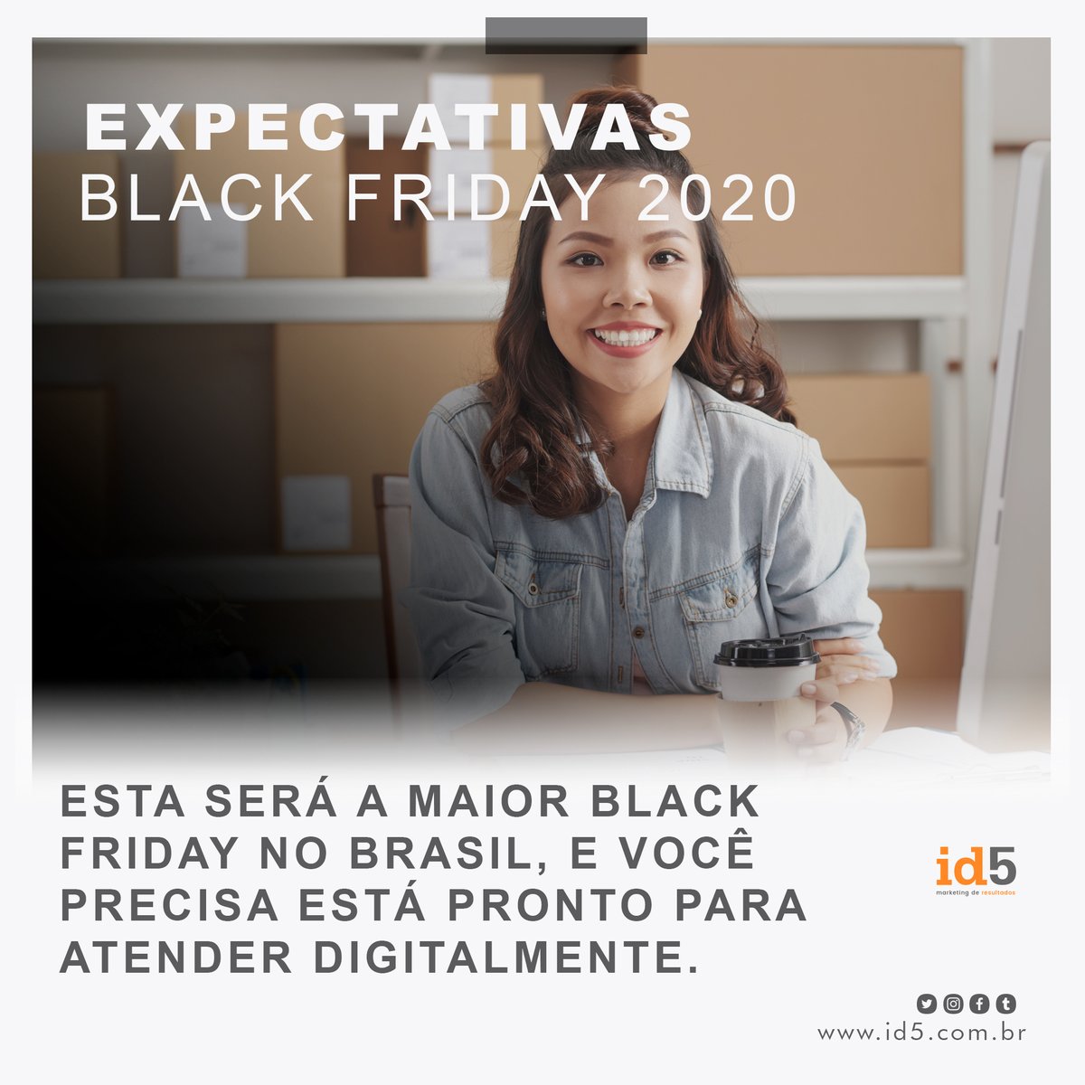 id5web's tweet image. Acreditamos que a Black Friday 2020, será um sucesso ainda maior do que o do ano passado. A pandemia fez aumentar em 137,35%, os resultados. Se você deseja participar da Black Friday e precisa de ajuda, converse com nossos consultores. Link na Bio!