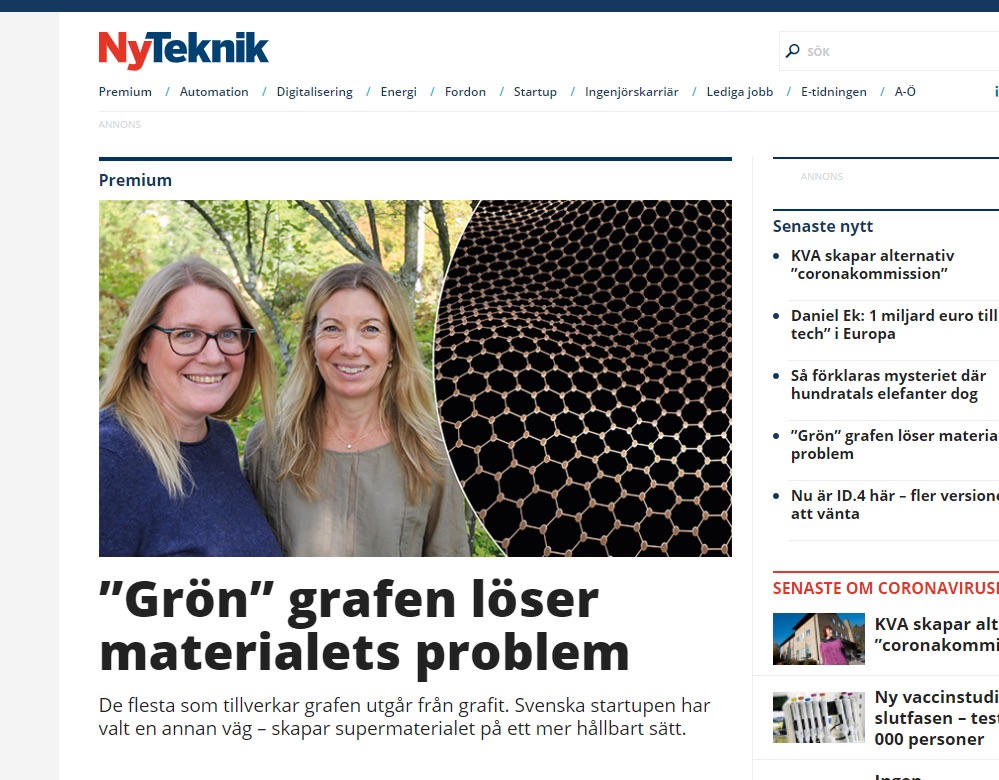Read about our company Bright Day Graphene in <a href="/nyteknik/">Ny Teknik</a> today! 🥳🌱

#innovation #Nyteknik #brightdaygraphene #grontgrafen #greengraphene #sustainability #environment