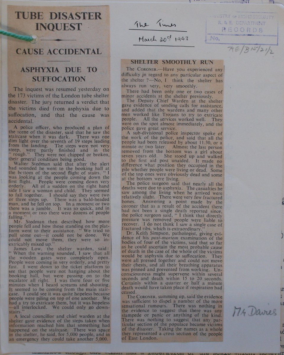 8  #NVHOW20 The only reference to 'panic' was afterwards when the crowd outside the shelter were ‘frantic with worry'. Reductions in police numbers since 1941 meant a permanent post at the entrance was no longer possible, & the constable assigned there during an alert arrived late