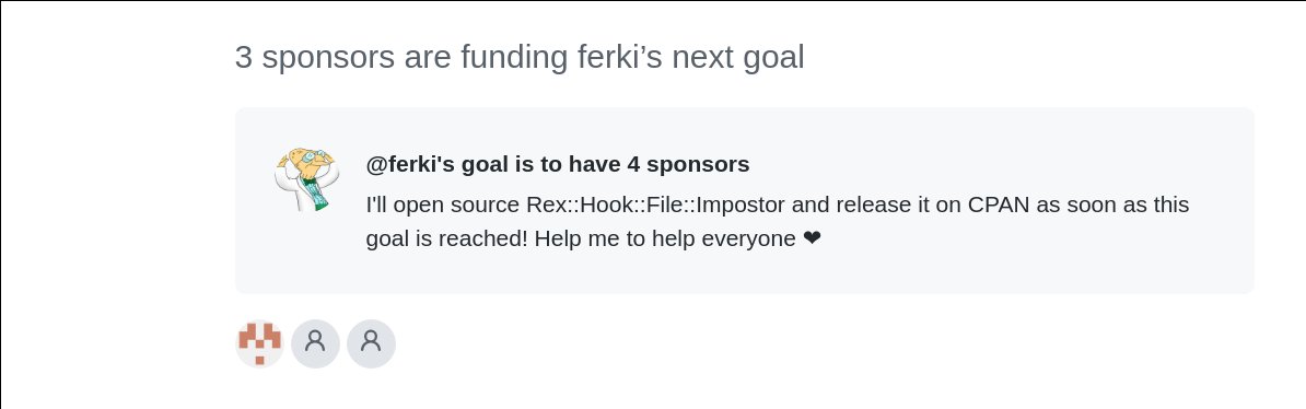 erkiferenc's tweet photo. Already sponsored by three people, so only one more to go for the current goal to publish Rex::Hook::File::Impostor on #CPAN πͺ You folks are amazing, thank you for your support! β€οΈ https://t.co/eVv30IF0RW
#github #sponsors #funding #sustainable #opensource #economy #rexops #perl https://t.co/BTPnuVy2c3