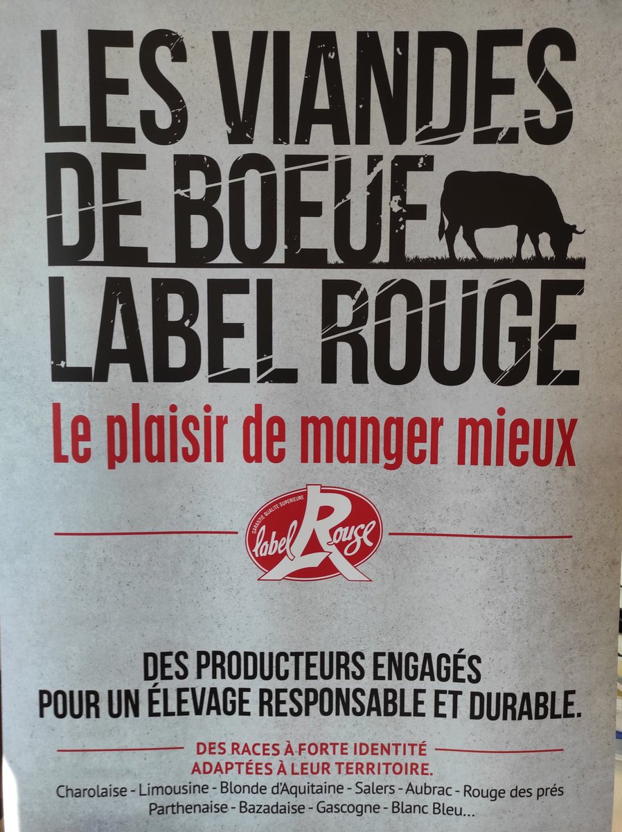 InterbevAuRA's tweet image. En régions nous soutenons la campagne #viandeboeuflabelrouge de #Interbev &amp;amp; des fédérations par des formations de terrain pour les ambassadeurs qui visitent les #boucheries &amp;amp; magasins pour développer l'offre #labelrouge...un enjeu collectif ! Ex à Amplepuis (69) #charolais 🌿🥩🐮