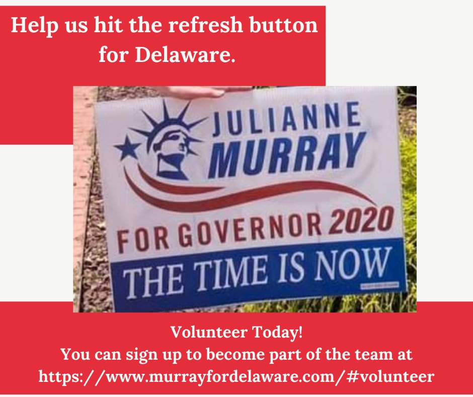 Murray4DE's tweet photo. You can help us hit the refresh button for Delaware by joining our team. Volunteer today at https://t.co/AgVprXYH8E #murrayfordelaware #murrayforme #DEGOP https://t.co/EImlxxhzTo