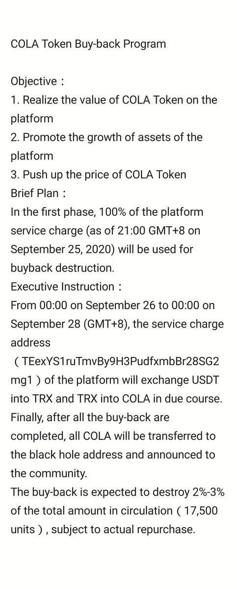 BlockCola's tweet photo. COLA Token Buy-back Program https://t.co/i8YMmYDiaU