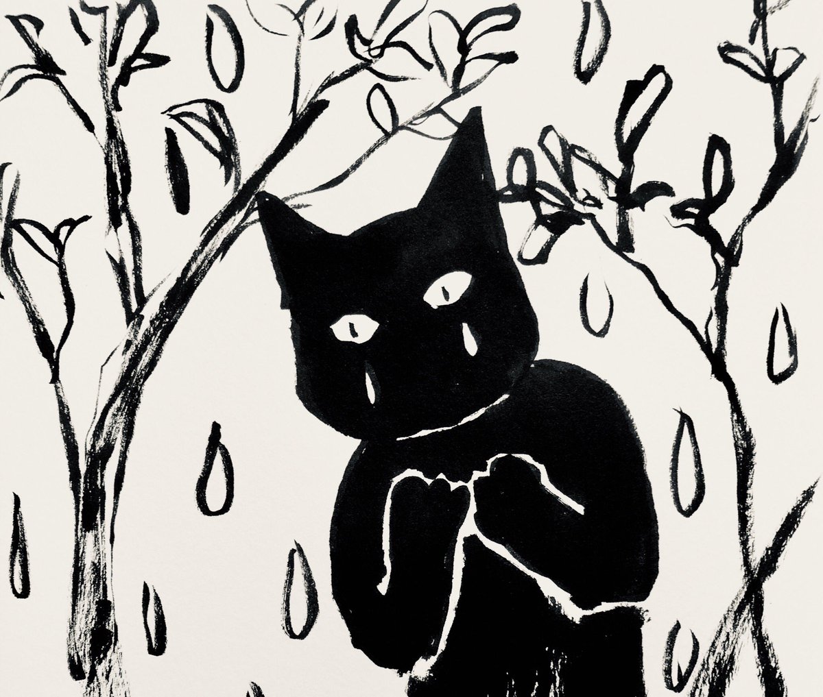 あお ニャーマン 僕は何をやってるんだ わるいねこの目からなみだがあふれました 猫イラスト わるいねこのお話 筆ペン画 絵本 イラストレーター 猫作家 作家 絵描き 猫の絵 猫のお話 ねこ ネコ