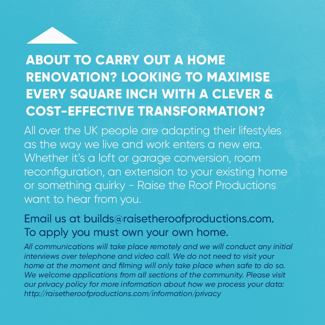 About to start a home transformation? Would you like outright expert presenter to help? Then contact builds@raisetheroofproductions.com to find out how we can inspire you to make the most out of your project.