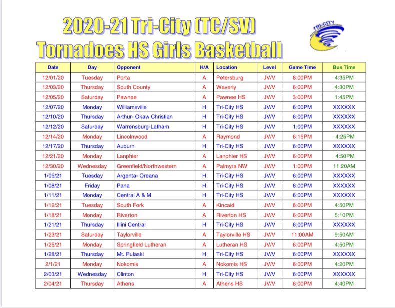 2020-2021 TCSV SCHEDULE! LETS GET IT! #TCSVFAM #PerfectEffort