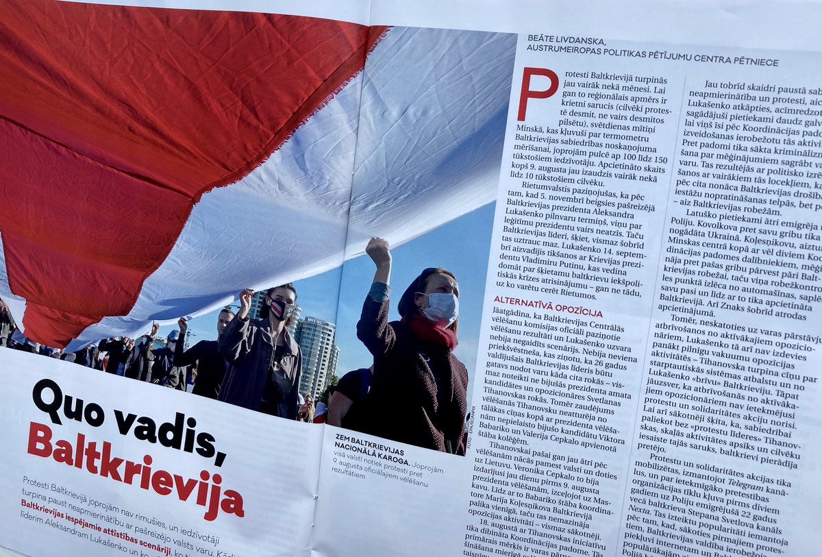 Protesti Baltkrievijā nav rimušies, un iedzīvotāji turpina paust neapmierinātību ar pašreizējo valsts varu. Kādi ir Baltkrievijas iespējamie attīstības scenāriji, ko tie nozīmētu tās līdzšinējam līderim Lukašenko un ko - Baltkrievijas tautai? <a href="/APPC_LV/">APPC</a> <a href="/BLivdanska/">BeateLivdanska</a> "Sestdiena"