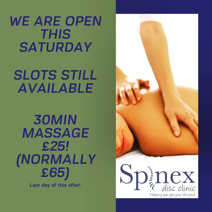 We're still taking bookings for £25 Half Hour #Massage on Fridays and Saturdays with an experienced Osteopath. Bookings taken to the end of September, offer closes 10th October!  spinexdiscclinic.com/offers/  #London #health #fitness #edgwareroad