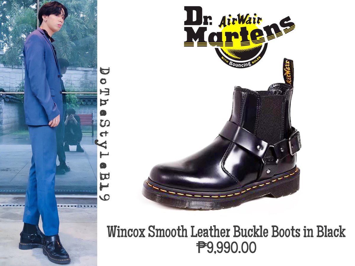 [200925 - <a href="/JoshCullen_s/">JOSH CULLEN</a>' IG an Facebook Update (outfit)] Wearing Wincox Smooth Leather Buckle Boots in Black Polished Smooth by the brand Dr. Martens. 

P.S. It's hard to identify what's the brand of his suit bc there's tons of brands to choose fr. bka magkamali😬

<a href="/SB19Official/">SB19 Official</a>