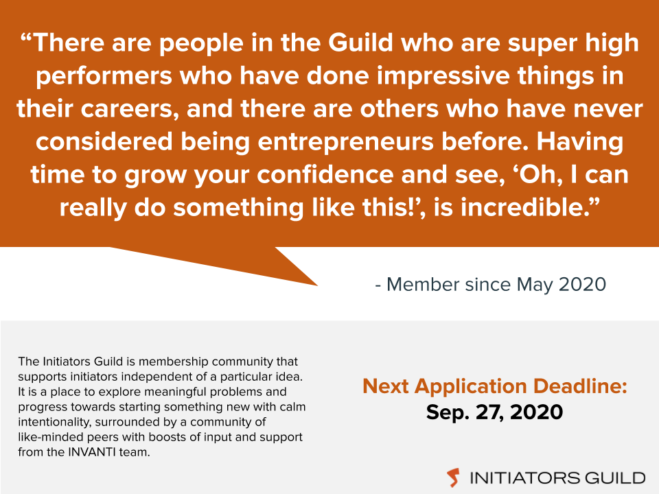 invantiventures's tweet photo. If you're the kind of person who wants to start something impactful, no matter your background or if you have an idea yet, the Guild is a place for you. Applications are open through Sept 27th at https://t.co/DsmpeW5BFy. https://t.co/1yiQN2T5YF