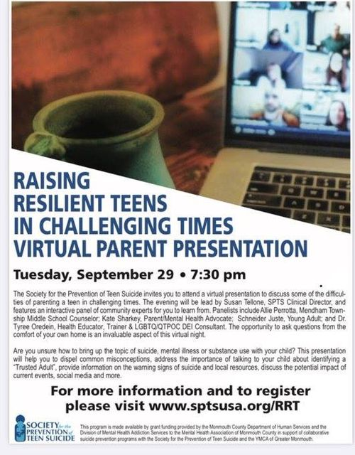 ddesptofreehold's tweet photo. General Parents- Here is a workshop that might interest you about raising teenagers in challenging times, which these certainly are....Tuesday, 9/29 at 7:30 pm. https://t.co/c8Z8mjDiC4