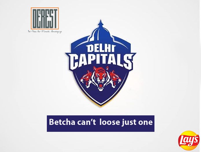 DerestMarketing's tweet photo. Nag a brand🔁 Tag a team 
#IPL2020 #DelhiCapitals #CSKvDC #ChennaiSuperKings 
#lays #burgerking #branding #derest #weekend #MatchDay https://t.co/x5czBy3hBq