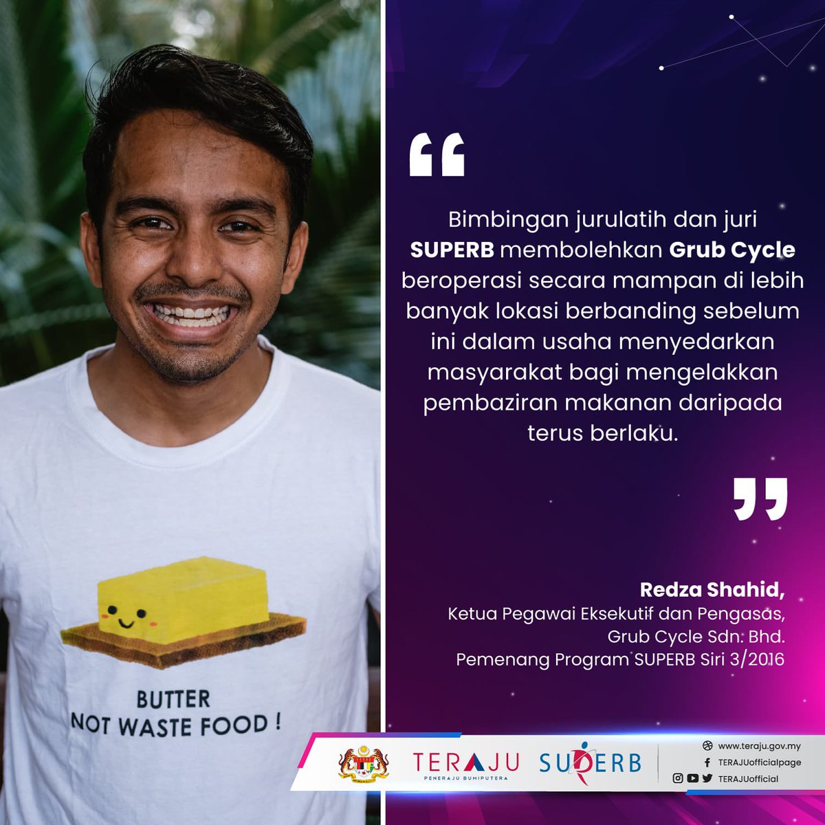 TERAJUofficial's tweet photo. Adakah anda mempunyai apa yang diperlukan untuk menjadi usahawan berjaya seperti Redza Shahid?
#SUPERBBusiness #CeritaSUPERB #SUPERB2020
#TERAJUOfficial #TERAJU
#usahawanbumiputera #usahawan
#bumiputera #entrepreneurs
#agendaBumiputera #geran #perniagaan #grantforbusiness https://t.co/yAN3vqipPS